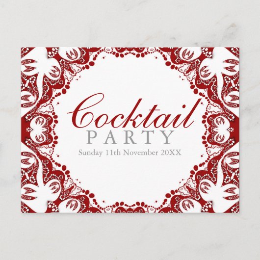 Invitation au cocktail de l'esprit du batik rouge (Devant)