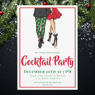 Invitation au cocktail de Noël pour couple avec bo