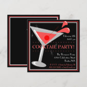 Invitation au cocktail Martini Rouge (Devant / Derrière)