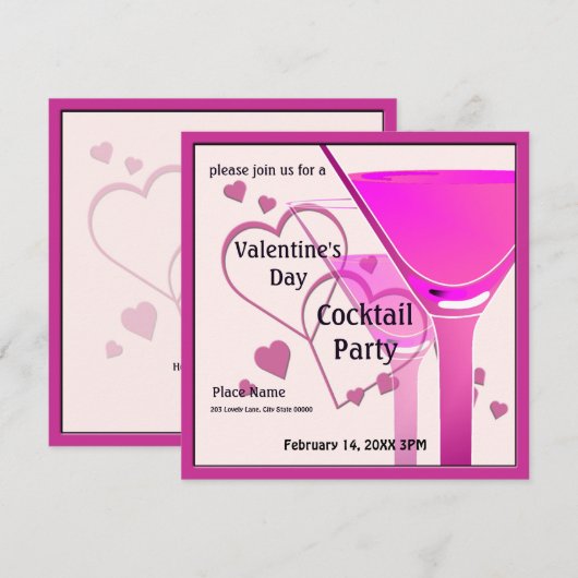 Invitation au Cocktail Party de la Saint-Valentin (Devant / Derrière)
