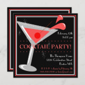 Invitation au cocktail party Red Martini (Devant / Derrière)