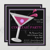 Invitation au cocktail Purple Martini (Devant / Derrière)