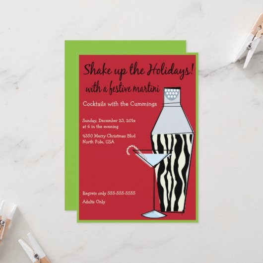 Invitation au cocktail "Shake Up The Holidays" (Devant/Arrière en situation)