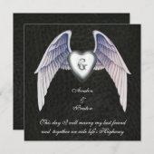 Invitation au coeur ailé Chrome et Faux (Devant / Derrière)