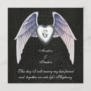 Invitation au coeur ailé Chrome et Faux