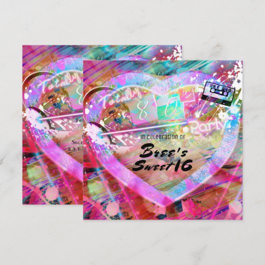 Invitation au coeur amusant des années 80 (Devant / Derrière)