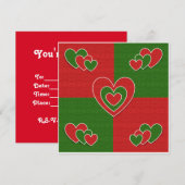 Invitation au coeur rouge et vert (Devant / Derrière)
