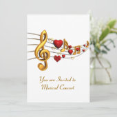 Invitation au concert musical en lettres d'or (Debout devant)