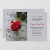 Invitation Au Considérant De Piano Rouge Roses (Devant / Derrière)