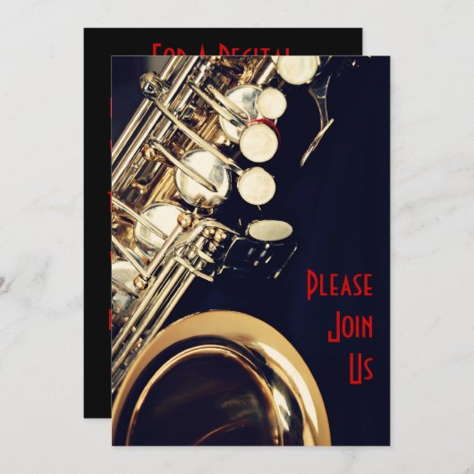 Invitation au considérant Saxophone (Devant / Derrière)