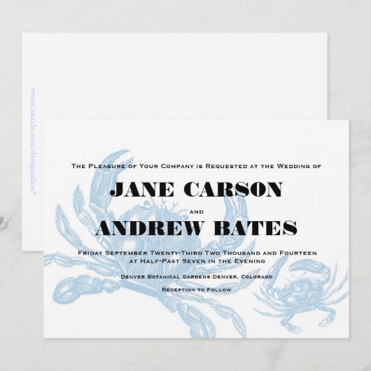 Invitation au crabe bleu (Devant / Derrière)