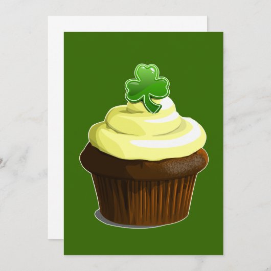 Invitation au cupcake de St. Patrick (Devant / Derrière)