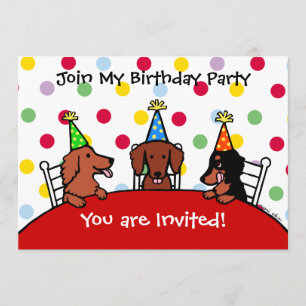 Invitation au Dachshund Birthday Cartoon Party