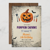 Invitation au découpage de citrouille d'Halloween (Devant / Derrière)