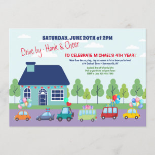 Invitation au défilé d'anniversaire en voiture