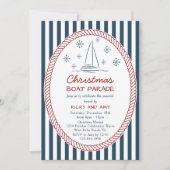 Invitation au défilé de bateaux de Noël à rayures (Devant)