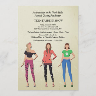 Invitation au défilé de mode de mannequins adolesc