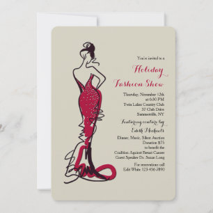 Invitation au défilé de mode de robe bordeaux