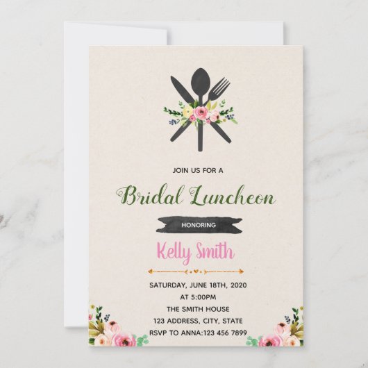 Invitation au déjeuner floral de mariage (Devant)