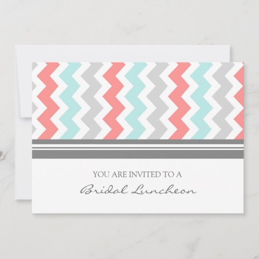 Invitation au déjeuner nuptial Aqua Coral Grey Che (Devant)