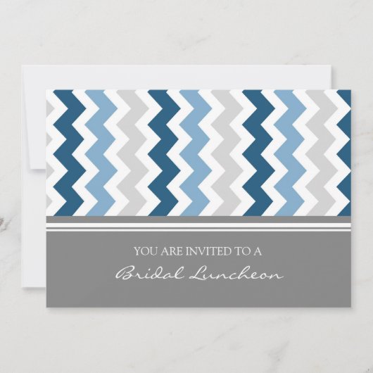 Invitation au déjeuner nuptial Blue Grey Chevron (Devant)