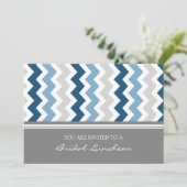 Invitation au déjeuner nuptial Blue Grey Chevron (Debout devant)