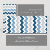 Invitation au déjeuner nuptial Blue Grey Chevron (Devant / Derrière)