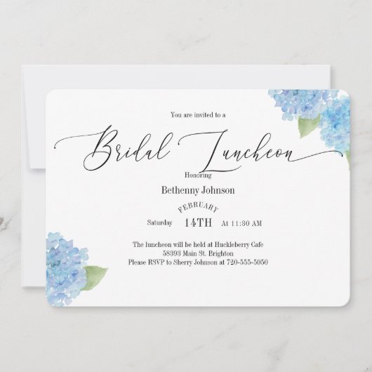 Invitation au déjeuner nuptial de Hydrangea Waterc (Devant)