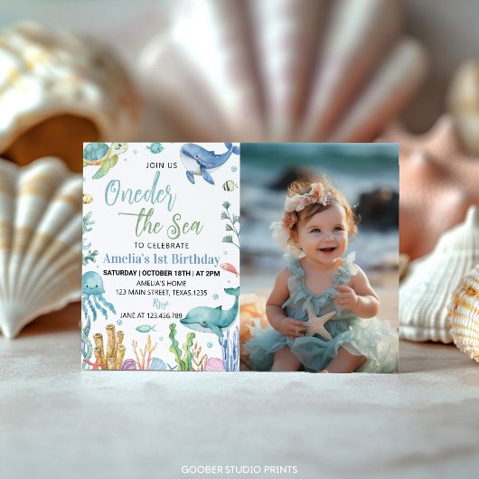 Invitation Au-Dessous De La Mer Cute Océan Animaux Anniversai