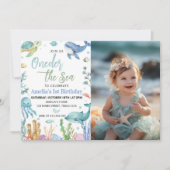 Invitation Au-Dessous De La Mer Cute Océan Animaux Anniversai (Devant)