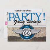 Invitation Au-dessus de la colline - Route 66 - Voitures Vint (Devant / Derrière)