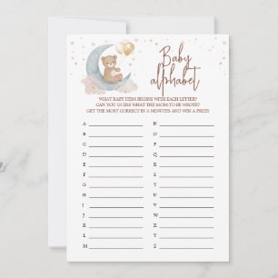 Invitation Au-dessus de la lune ABC Baby Alphabet Game Card