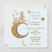 Invitation Au-dessus de la lune Baby Boy Shower (Devant)