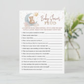 Invitation Au-dessus de la lune Baby shower Feud Game Card (Debout devant)