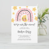 Invitation Au-dessus de la lune Baby shower fille (Debout devant)