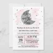 Invitation Au-Dessus De La Lune | Baby shower filles (Devant)