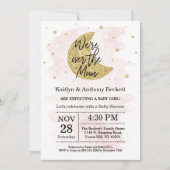 Invitation Au-Dessus De La Lune | Baby shower filles (Devant)