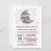 Invitation Au-Dessus De La Lune | Baby shower filles (Devant)