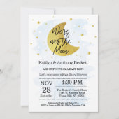 Invitation Au-Dessus De La Lune | Baby shower Garçons (Devant)