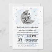 Invitation Au-Dessus De La Lune | Baby shower Garçons (Devant)
