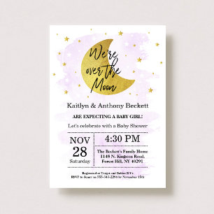 Invitation Au-Dessus De La Lune   Baby shower neutre