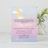 Invitation Au-dessus de la lune Baby shower rose violet étoil (Debout devant)