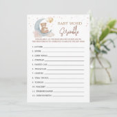 Invitation Au-dessus de la lune Baby shower Word Scramble Gam (Debout devant)