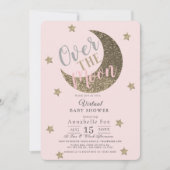 Invitation Au-dessus de la lune Blush Pink Baby shower virtue (Devant)