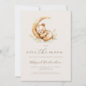 Invitation Au-dessus de la lune Boho Teddy Bear Baby shower n (Devant)