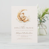 Invitation Au-dessus de la lune Boho Teddy Bear Baby shower n (Debout devant)