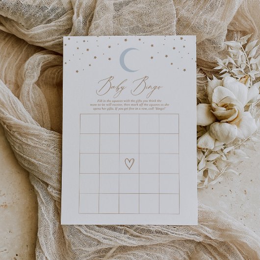 Invitation Au-dessus de la Lune Boy Baby shower Bingo Jeu