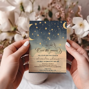 Invitation Au-dessus de la lune Dreamy Boy Baby shower