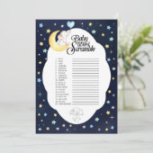 Invitation Au-Dessus De La Lune Elephant Baby Word Scramble J (Debout devant)