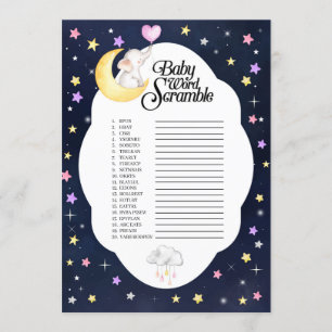 Invitation Au-Dessus De La Lune Elephant Baby Word Scramble J